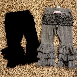 Rufflebutts ruffle leggings, grey and black, size 2T